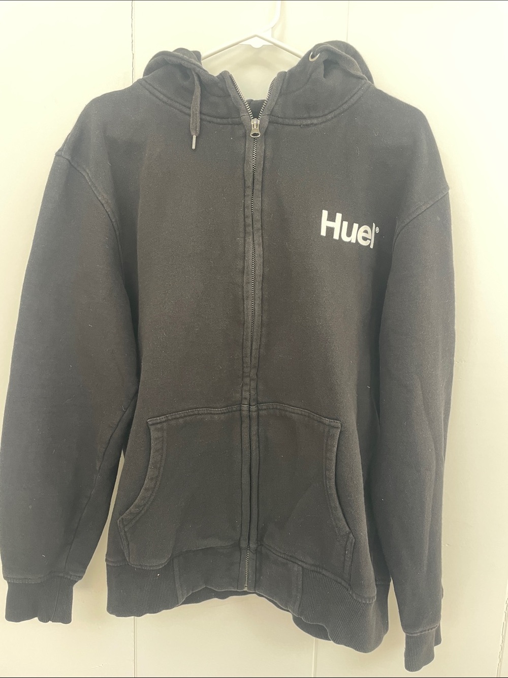HUE Black Full-Zip Hoodie with White Logo